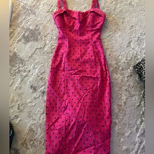 Vixen pink and black polka dot wiggle dress. Xs.